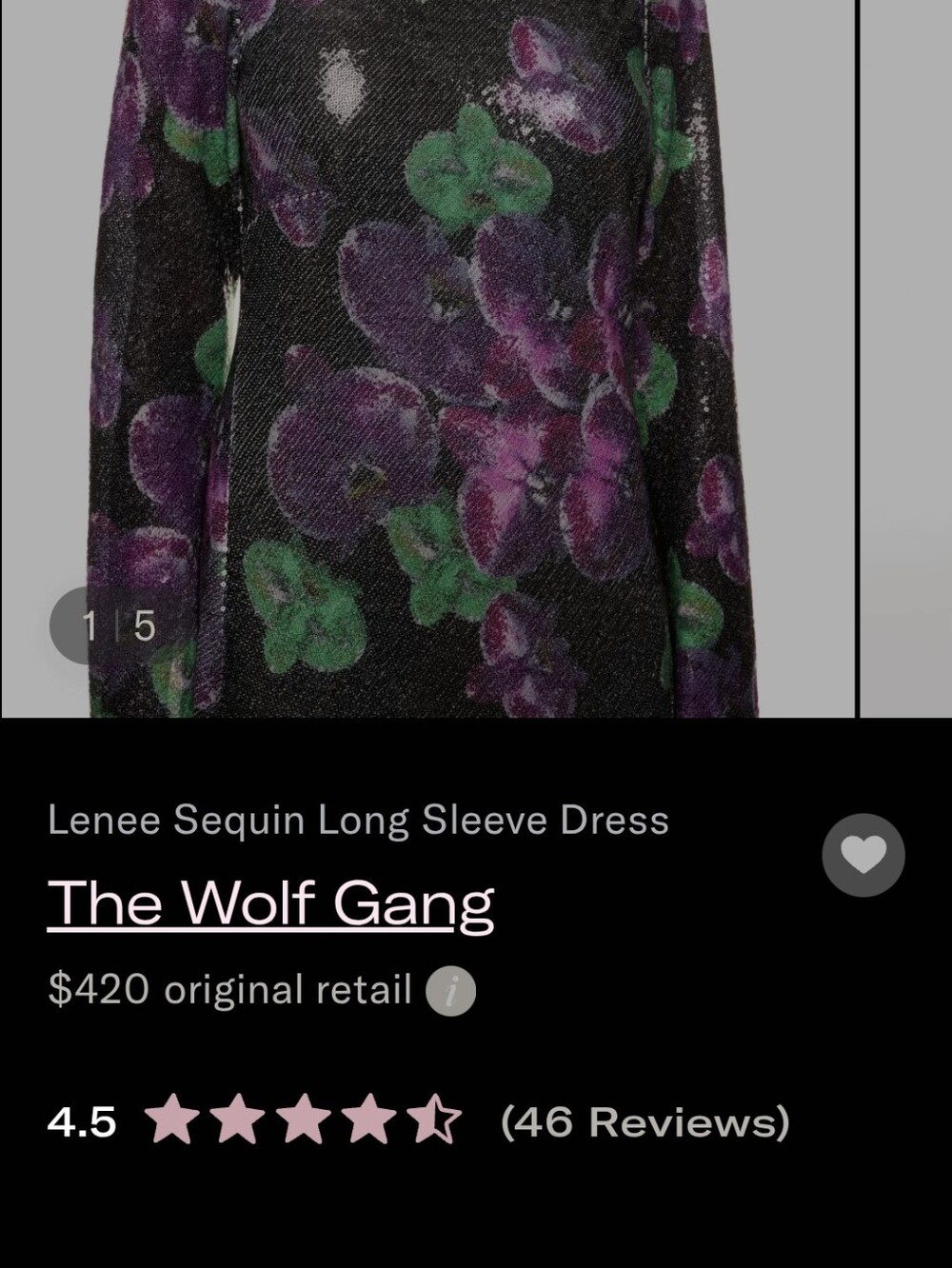 The Wolf Gang Lenee Long Sleeve Floral Sequin Maxi Dress in Black and Purple - Picture 4 of 13